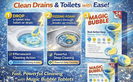 Magic Bubble™ – 5-in-1 Toilet & Drain Cleaning Tablets (24 Tablets)